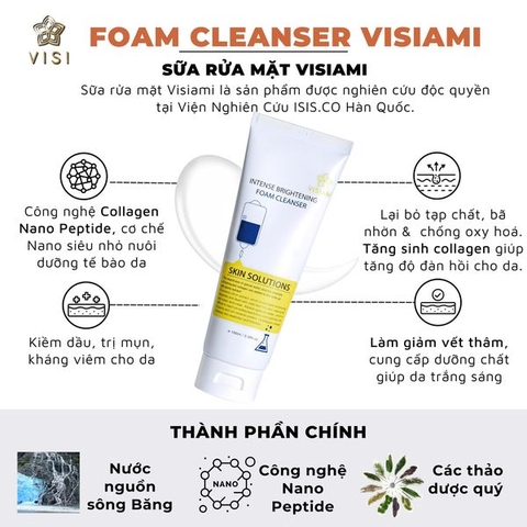 SỮA RỬA MẶT VISIAMI LÀM SẠCH SÂU VÀ CÂN BẰNG ĐỘ ẨM 100ML