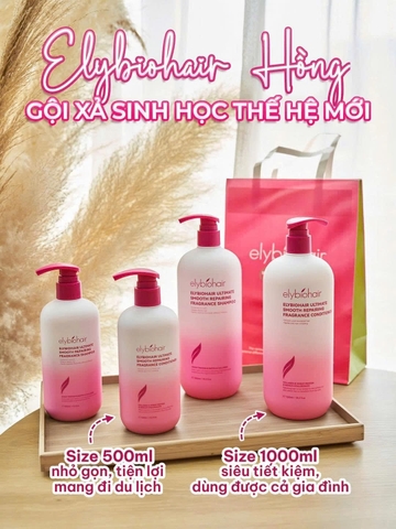 Cặp Dầu Gội Xả Elybiohair Collagen & Biotin Moisturizing Shampoo & Conditioner 500ml 1000ml