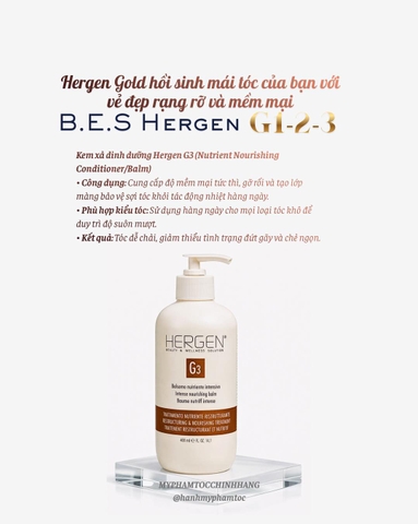 Xả khô Bes Hergen G3 tái tạo và nuôi dưỡng tóc 400ml - 1000ml