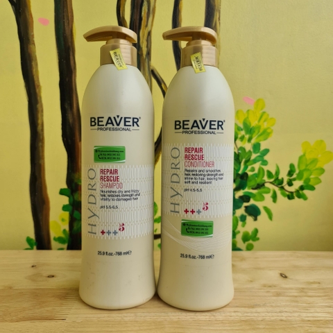 Dầu gội xả BEAVER số 5 phục hồi chuyên sâu tóc hư tổn (BEAVER Hydro Repair Rescue Shampoo & Conditioner No.5)