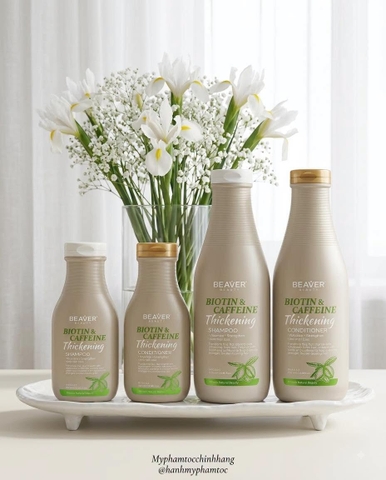 Dầu gội và dầu xả Beaver biotin & caffeine cho tóc rụng, mỏng, yếu 350ml