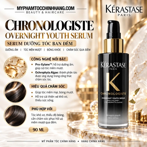 Kérastase Chronologiste Overnight Youth Serum 90ml | Serum Dưỡng Tóc Ban Đêm Chống Lão Hóa Tóc