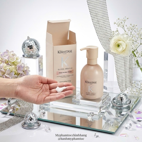 Kem dưỡng đa năng Kérastase Gloss Absolu Frizz-Glaze Cream 240ml | Kem xả khô chống xù, dưỡng bóng và kiểm soát tóc dày, tóc xoăn