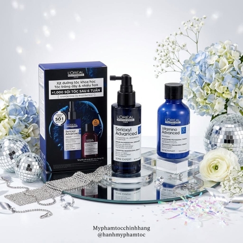 Combo Xịt Kích Mọc & Dày Tóc L'Oréal Professionnel Serioxyl Advanced 90ml + Dầu Gội Mini Vitamino Color Spectrum 100ml