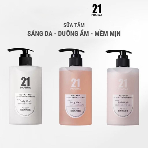 Sữa Tắm 21 Pharma Body Wash Dưỡng Sáng Da Nhật Bản 500ml | Làm Sạch, Dưỡng Ẩm, Mềm Mịn