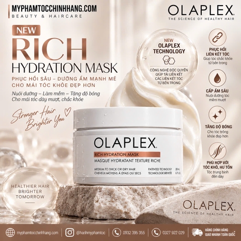 OLAPLEX Rich Hydration Mask | Mặt nạ dưỡng ẩm chuyên sâu cho tóc khô, sợi vừa đến dày 200ML