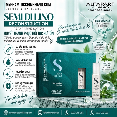 Huyết thanh phục hồi  hư tổn nặng Alfaparf Milano Semi di Lino Reconstruction Reparative Lotion 6 x 13ml
