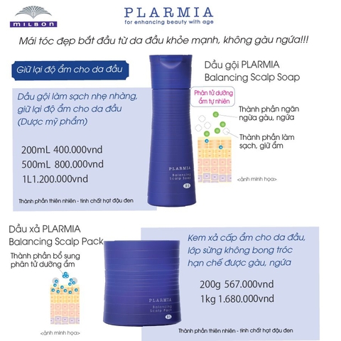 Dầu Gội Milbon Plarmia Balancing Scalp Soap +Kem Xả Milbon Plarmia Balancing Scalp Pack