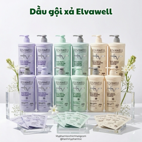 Dầu gội xả chiết xuất nấm Elvawell White Truffle Shampoo, Conditioner 500ml 1000ml
