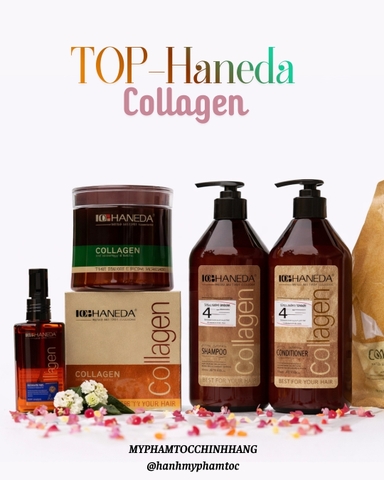 Dầu Gội Xả Top Haneda Collagen Shampoo & Conditioner 500ml - 785ml