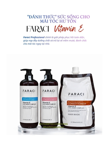 Bộ Dầu Gội, Dầu Xả và Hấp Ủ Tóc Faraci Collagen Vitamin E