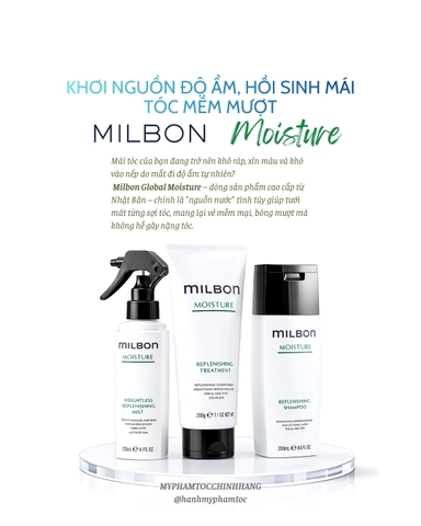 Gội xả Milbon Replenishing Moisture dưỡng ẩm, phục hồi tóc khô uốn duỗi 200ml- 500ml