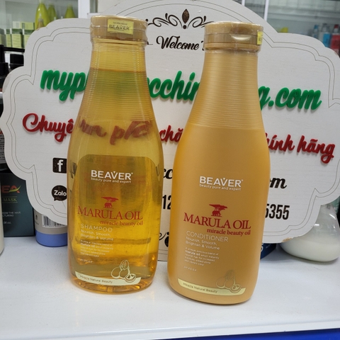 Dầu gội xả BEAVER tinh dầu Marula & Xoài Nam Phi làm mượt và bóng tóc (BEAVER Marula Oil Smooth & Shine Shampoo & Conditioner)