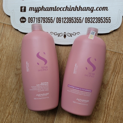 Dầu gội, mặt nạ tóc, kem xả khô giữ ẩm Alfaparf Milano SDL Moisture (Semi Di Lino Moisture Nutritive Low Shampoo, Mask & Leave-in Conditioner)