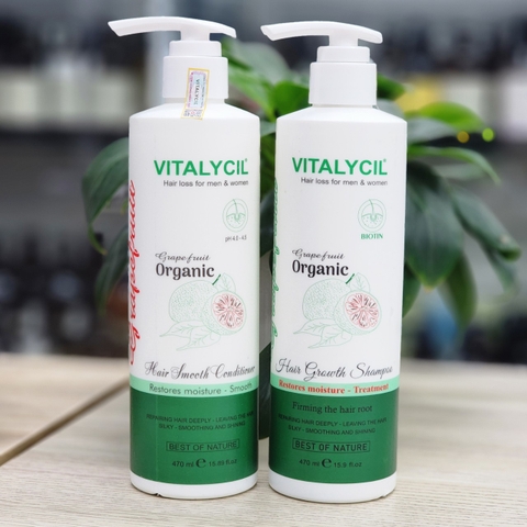 Dầu gội xả bưởi phục hồi, chống rụng kích mọc tóc Vitalycil Organic Care 470ML