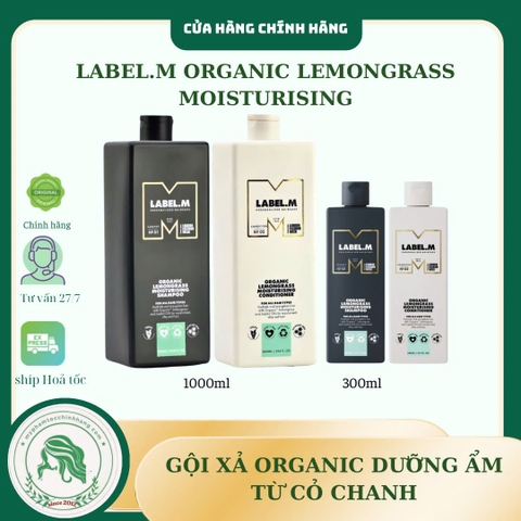 Dầu gội & dầu xả dưỡng ẩm hương sả chanh hữu cơ Label.m  Organic Lemongrass Moisturising Shampoo & Conditioner