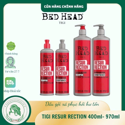 Dầu gội và xả phục hồi tóc hư tổn cấp độ 3 TIGI Bed Head Resurrection (TIGI Bed Head Urban Antidotes Level 3 Resurrection Shampoo & Conditioner) 400ml 970ml