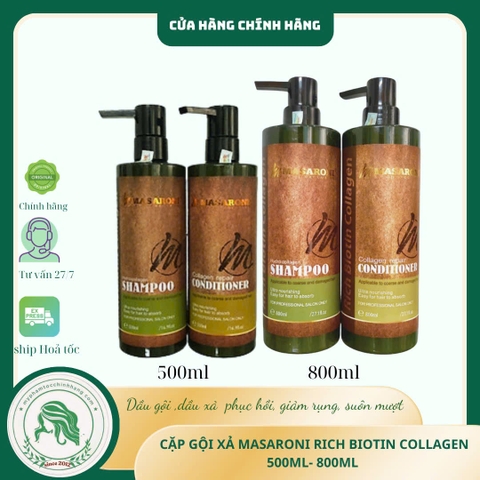Dầu Gội và Dầu Xả Masaroni Rich Biotin Collagen 500ml 800ml