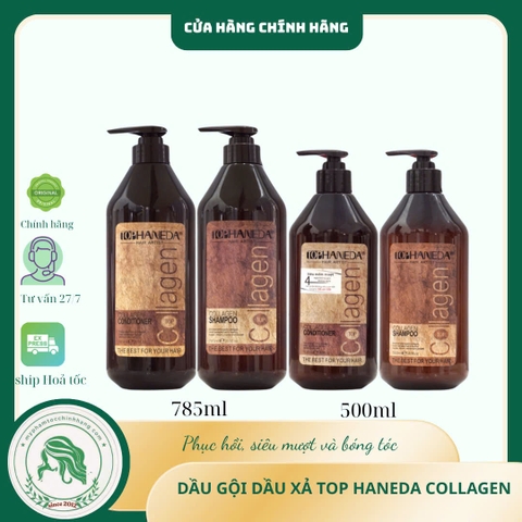 Dầu Gội Xả Top Haneda Collagen Shampoo & Conditioner 500ml - 785ml
