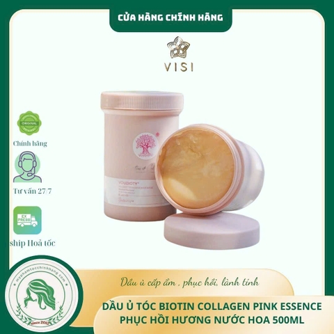 Hấp Biotin Hồng Mẫu 2024 Phục Hồi Tóc 500ml