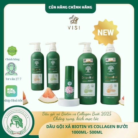 GỘI XẢ BIOTIN COLLAGEN BƯỞI HỒNG VOUDIOTY GRAPEFRUIT CHỐNG RỤNG, HỖ TRỢ MỌC TÓC, XỊT DƯỠNG 50ML