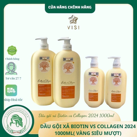 GỘI XẢ BIOTIN & COLLAGEN VOUDIOTY ( CHAI DẸT 2024) PHỤC HỒI TÁI TẠO TÓC 1000ML