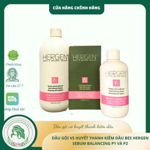 BỘ ĐÔI DẦU GỘI VÀ HUYẾT THANH GIẢM DẦU BES HERGEN P1 - P2 400ML - 1000ML