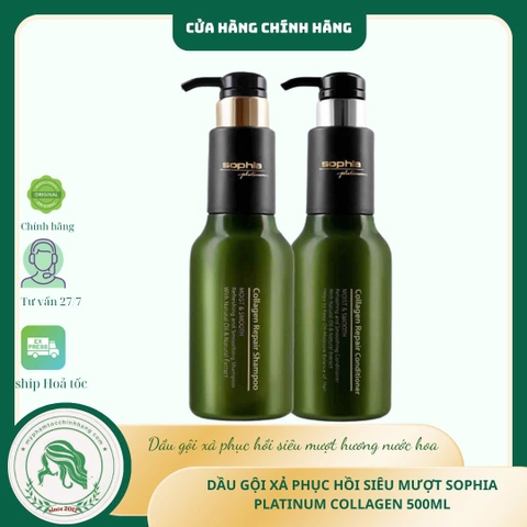 DẦU GỘI VÀ XẢ SOPHIA PLATIUM COLLAGEN REPAIR SHAMPOO & CONDITIONER 500ML