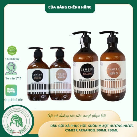 Cặp Dầu Gội Xả Phục Hồi Hư Tổn CSMEER Argan Oil Hydra Nourishing Shampoo & Conditioner 500ml 750ml