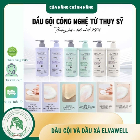 Dầu gội xả chiết xuất nấm Elvawell White Truffle Shampoo, Conditioner 500ml 1000ml