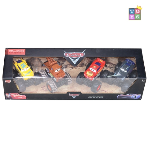 Hộp 4 Mô Hình Xe Ô Tô McQueen Monster – Hợp Kim Siêu Bền, Bánh Đà Siêu Tốc!