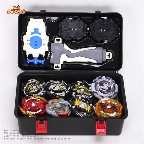 Bộ Đồ Chơi Con Quay Beyblade- Set 8 Quay Kim Loại Cực Chất Có Hộp Đựng Cho Trẻ Em