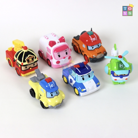 🚓 Hộp 6 Xe Đồ Chơi Robocar Poli 🛠️ Biệt Đội Cứu Hộ Siêu Ngầu Kèm Tô Vít Tháo Lắp
