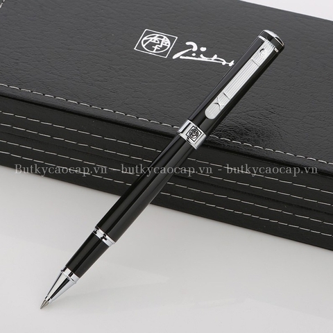 Bút dạ bi cao cấp Picasso 902 màu đen viền bạc (Tặng ruột bút)
