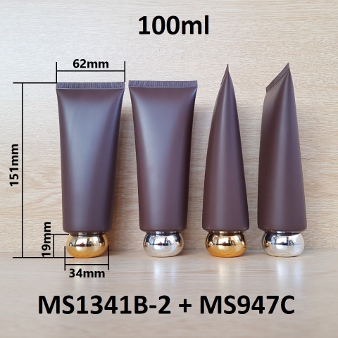 Tuýp tròn nâu nhám nắp vàng 100ml