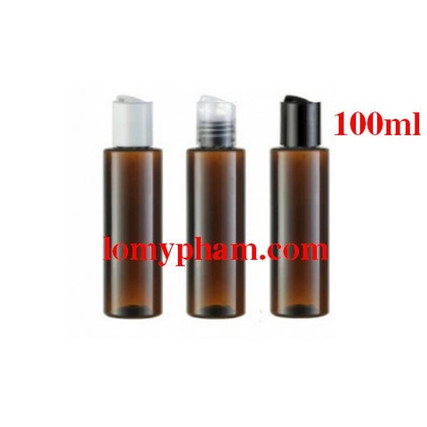 Chai nâu đất vai ngang nắp nhấn 100ml