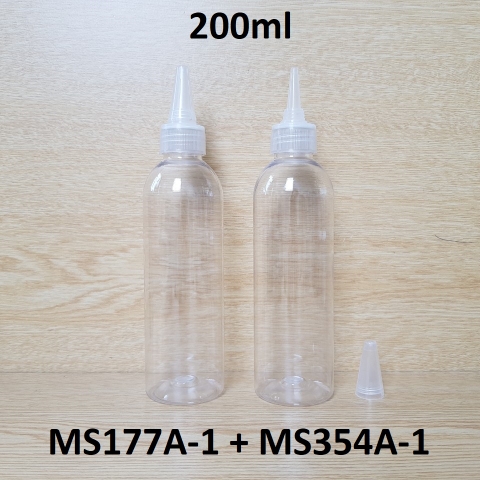 Chai trong vai tròn nắp nhọn sọc trong 200ml