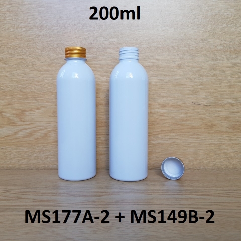 Chai trắng vai tròn nắp vàng cuốn 200ml