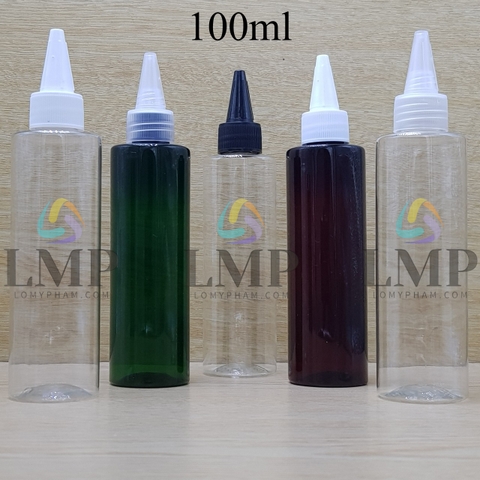 Chai PET vai ngang nắp nhọn sọc 100ml
