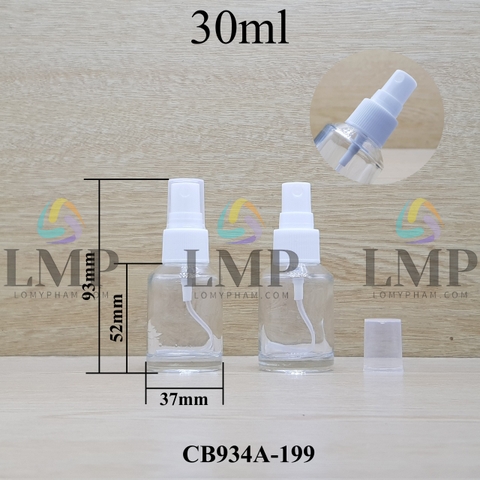 Chai thủy tinh vát đầu phun sương sọc 30ml