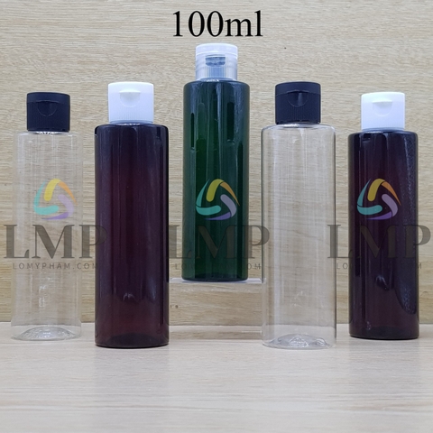 Chai PET vai ngang nắp bật sọc 100ml
