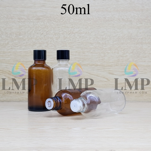 Chai tinh dầu nắp vặn đen 50ml
