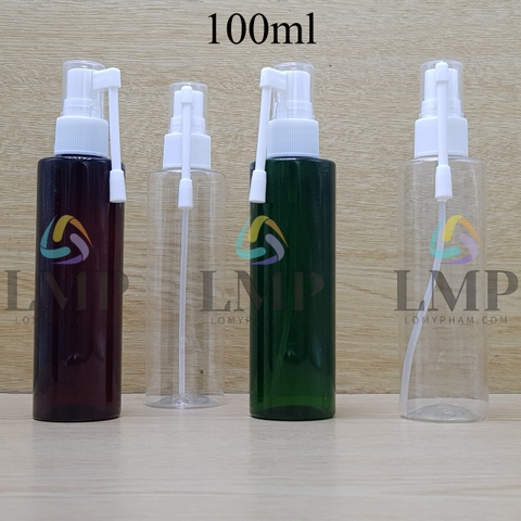 Chai PET vai ngang đầu xịt mũi 360 độ 100ml