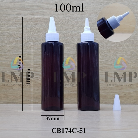 Chai PET vai ngang nắp nhọn sọc 100ml