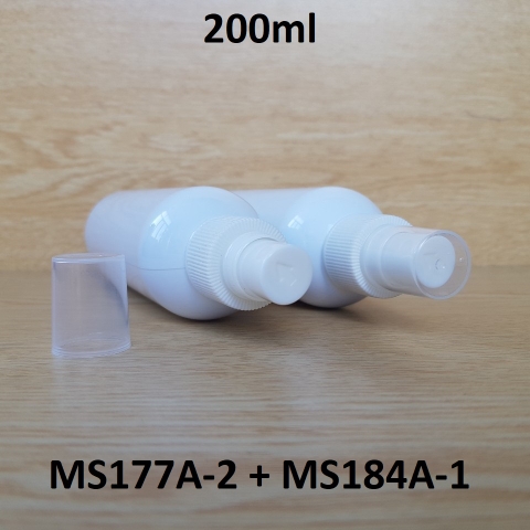 Chai trắng vai tròn phun sương sọc trắng 200ml