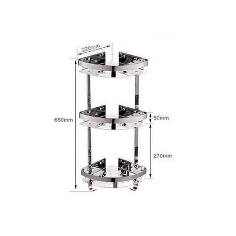 Kệ phòng tắm chân tam giác lưới tròn nhỏ 3 ngăn