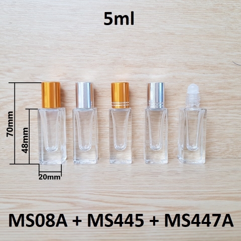 Chai lăn vuông bi nhựa 5ml