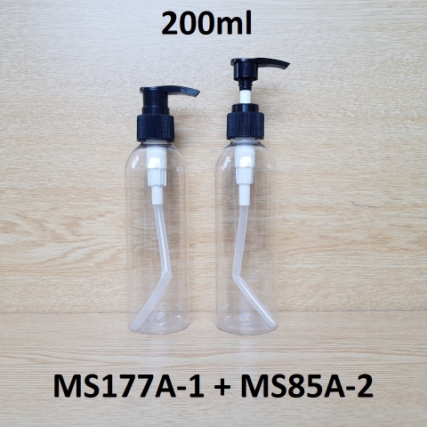 Chai trong vai tròn vòi van sọc đen 200ml