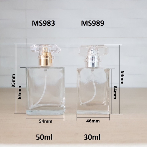 Chai TT vuông trong nắp vàng - bạc 50ml