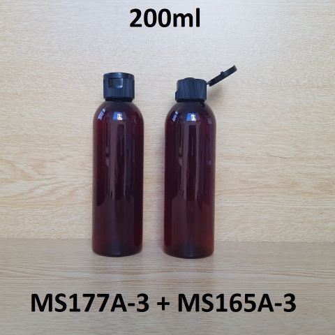Chai nâu vai tròn nắp bật sọc đen LW 200ml